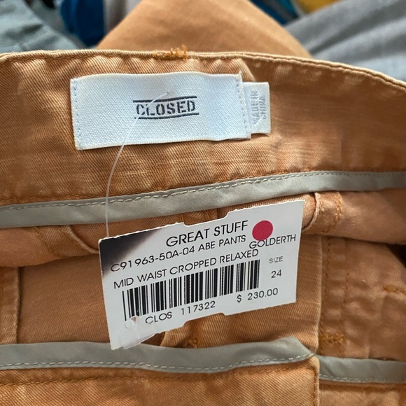 NWT CLOSED Abe Pants In Gold Earth MID WAIST CROPPED RELAXED - Picture 2 of 9